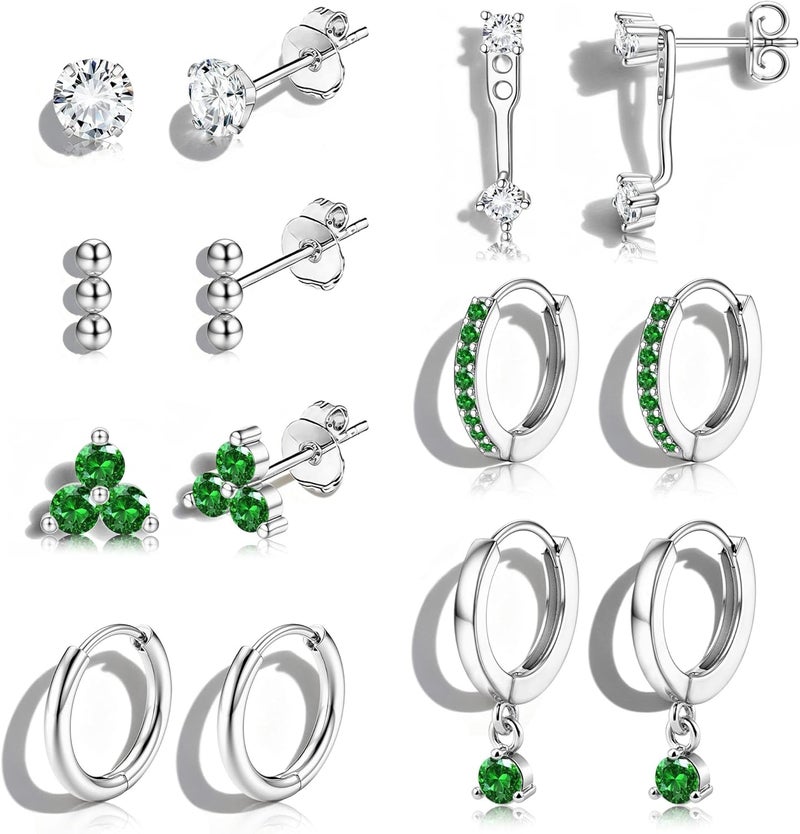 Jstyle Hypoallergenic 14K Gold Plated Stud Hoop Earrings for Women - Surgical Stainless Steel Earrings Trendy Small Hoops Cartilage Earring Stacks Huggie Earring Set for Multiple Piercing Jewelry - Image 1